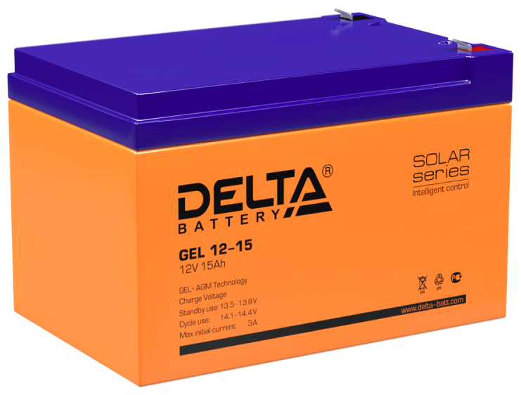 Аккумулятор для ИБП Delta Battery GEL 12-15 12V 15Ah