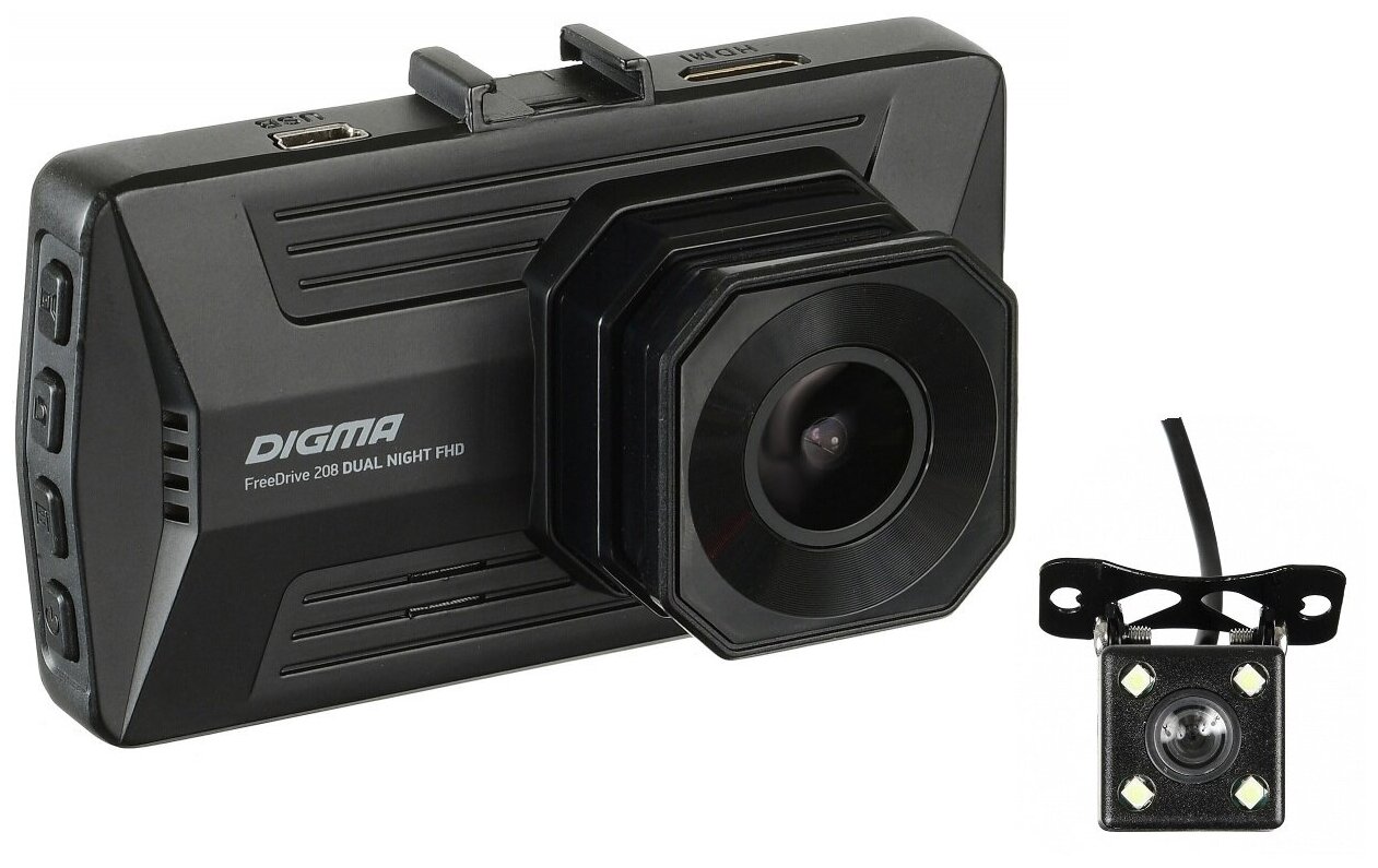 Видеорегистратор DIGMA FreeDrive 208 DUAL NIGHT FHD, 2 камеры, черный - фотография № 2