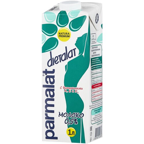 Молоко Parmalat Dietalat ультрапастеризованное витаминизированное 0.5%, 1 л, 1.065 кг