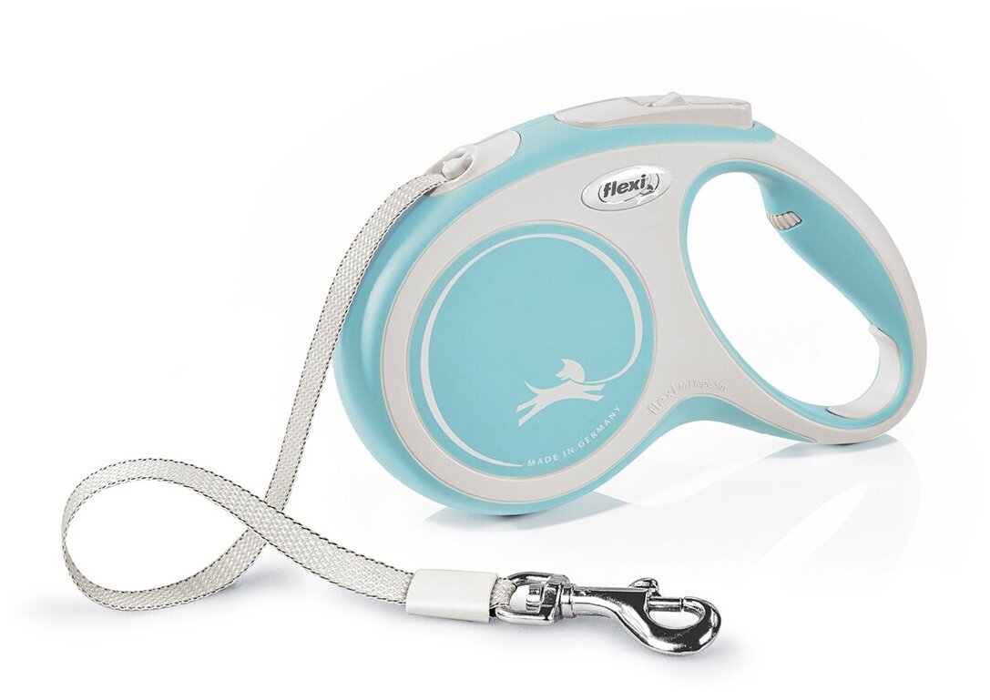 Flexi рулетка-ремень для собак, голубая, New Comfort Tape light blue 25 кг, 5 м