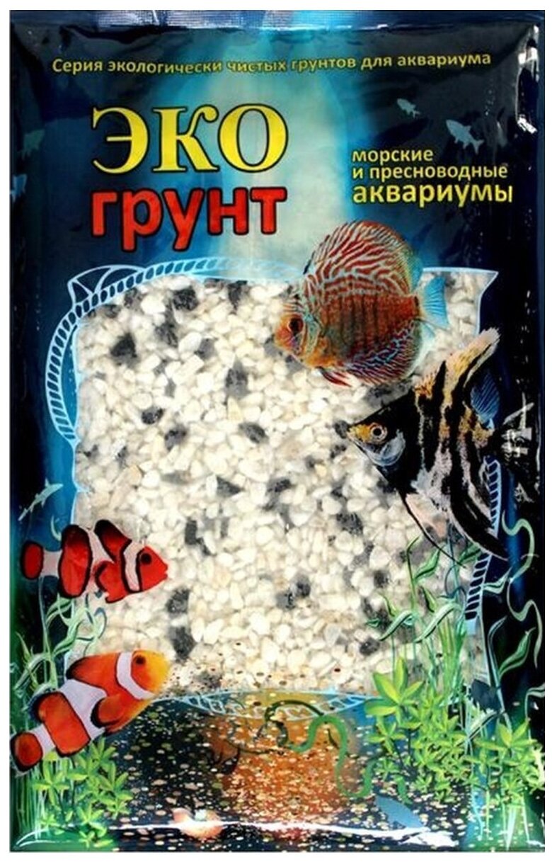 Грунт-кварц Эко грунт Гавайи 2-4mm 7kg Black/White 7-1020 - фотография № 1