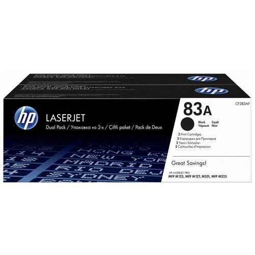 Комплект картриджей HP CF283AF, 1500 стр, черный картридж easyprint lh 83a black для hp lj prom125nw m125rnw m127fw m127fn