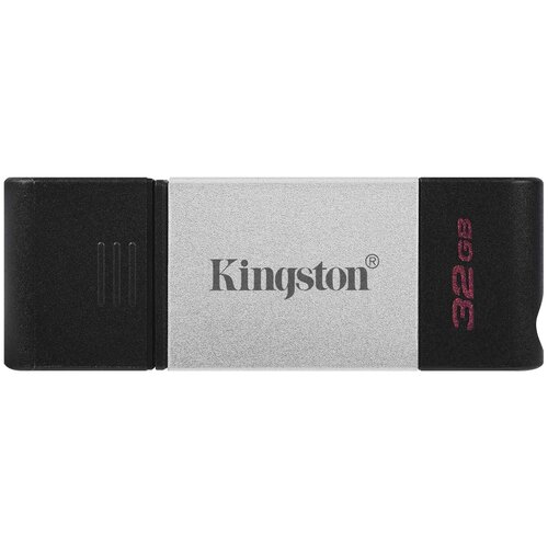 Флешка Kingston DataTraveler 80 32 ГБ, 1 шт., черный/серебристый флеш накопитель intenso flash line usb c 3 1 gen 1 128 gb germany