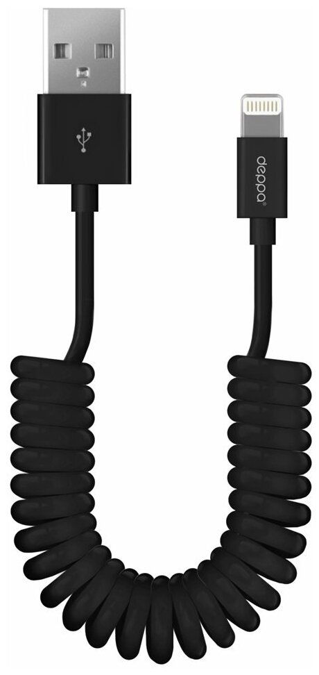 USB дата-кабель Deppa D-72121 витой 8-pin Lightning 1.5м Черный