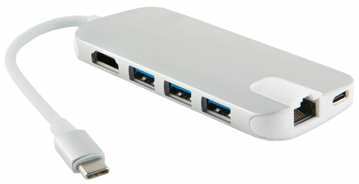 USB-концентратор Red Line Multiport adapter Type-C 8 in 1, разъемов: 8, серебристый (УТ000013432)