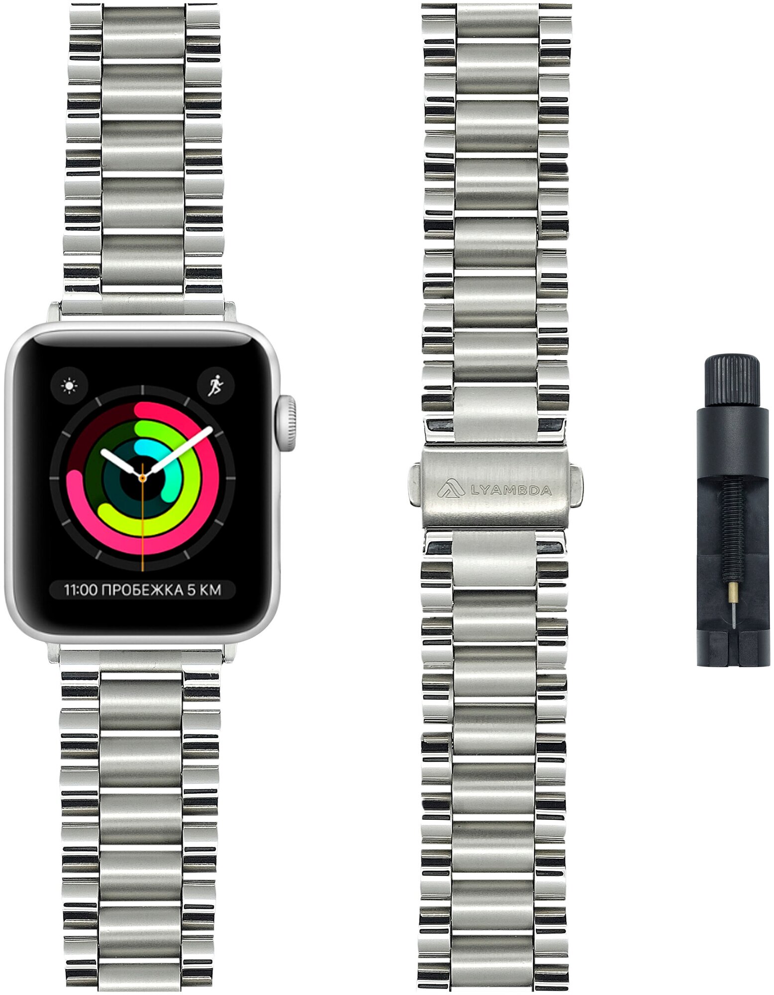 Ремешок Lyambda Keid для Apple Watch Series 3/4/5 серебристый (DS-APG-02-40-SL) Noname - фото №2