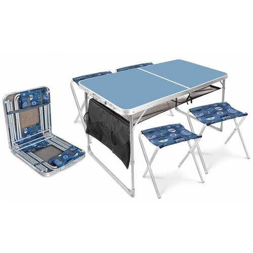 набор сст к3 стол стулья сст к3 nika Комплект складной походной мебели Nika ССТ-К3 (стол+4 стула), голубой/джинс