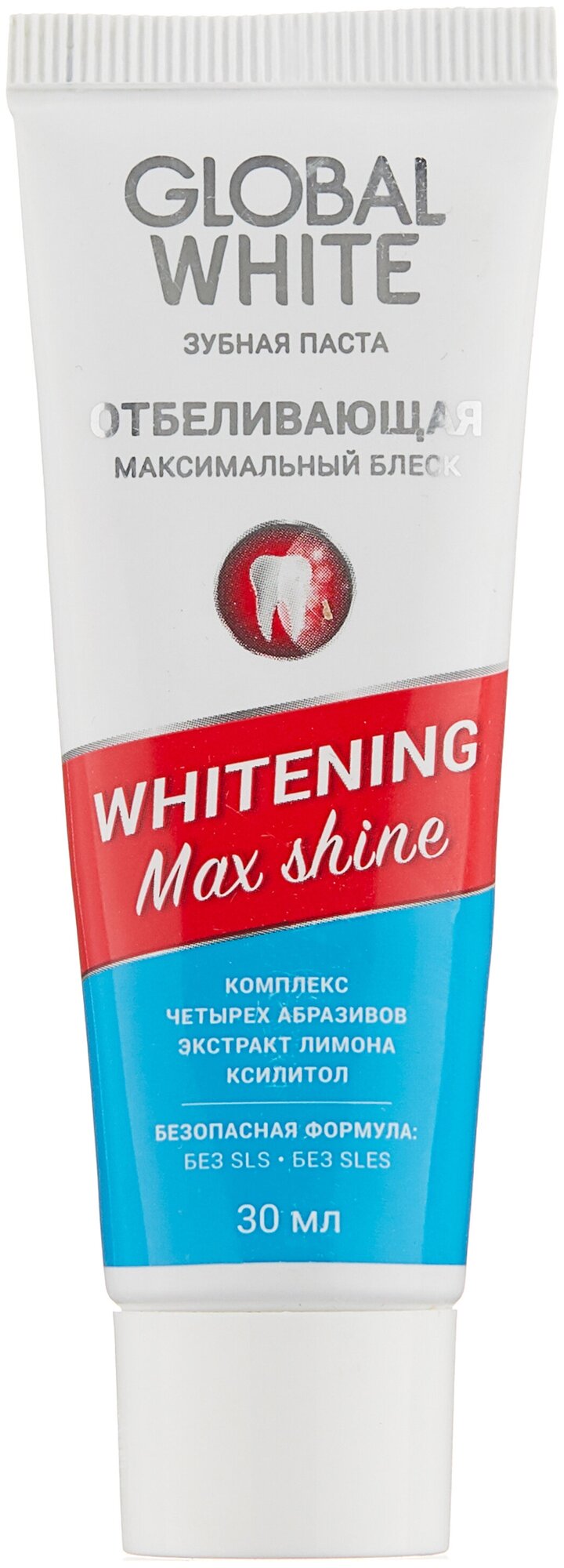 Зубная паста отбеливающая GLOBAL WHITE max shine 30 мл