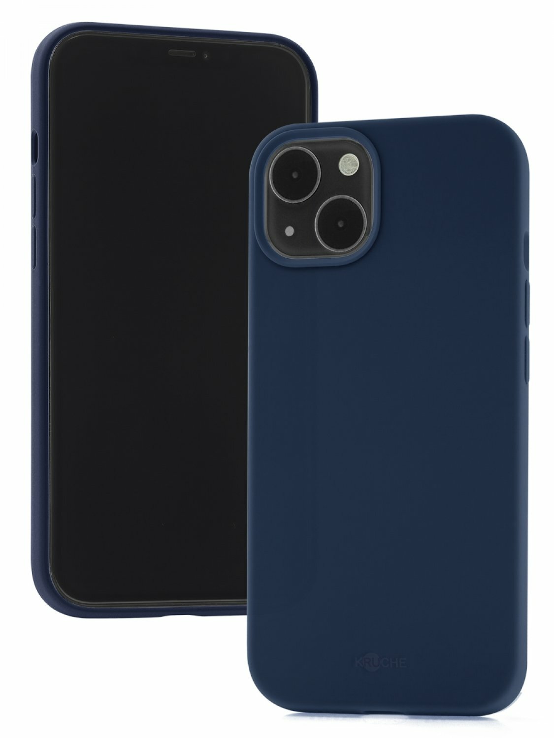 Чехол для Apple iPhone 13 КRUЧЕ Silicone Navy blue, противоударный кейс, защитный силиконовый бампер, софттач накладка с защитой камеры