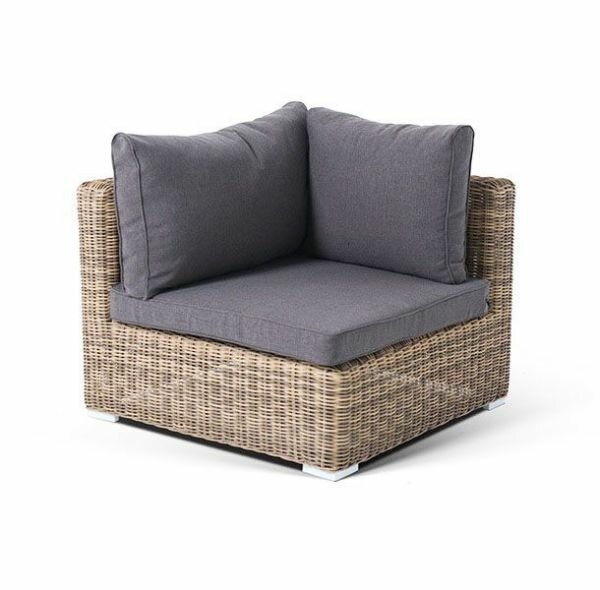 Садовый диван (модуль) 4SIS Лунго с подушками, 85 х 85 х 65 см, из искусственного ротанга, вес 18 кг YH-C1031W соломенный