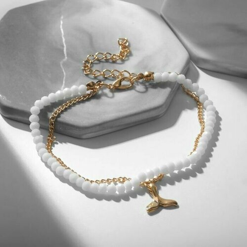 фото Браслет на ногу queen fair, длина 28.5 см, белый