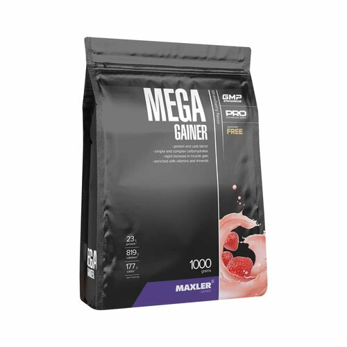 Гейнер Maxler Mega Gainer, 1000 г, клубника