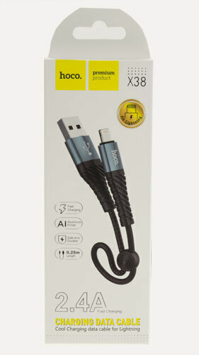 Изображение товара USB-кабель HOCO X38 0,25 метр для iPhone 5/6 черный