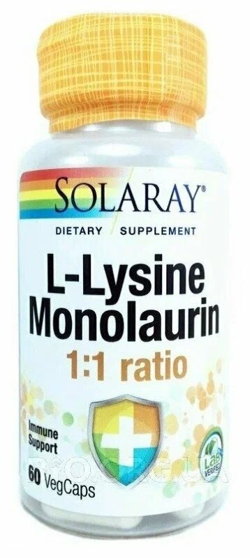 Изображение Пищевая добавка Solaray "L-Lysine", укрепление иммунитета, капсулы, 60 шт