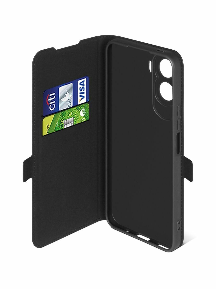 Чехол-книжка для Honor 90 Lite / Хонор 90 Лайт DF hwFlip-135 (black) противоударный, флип, карман для карты — фото 1