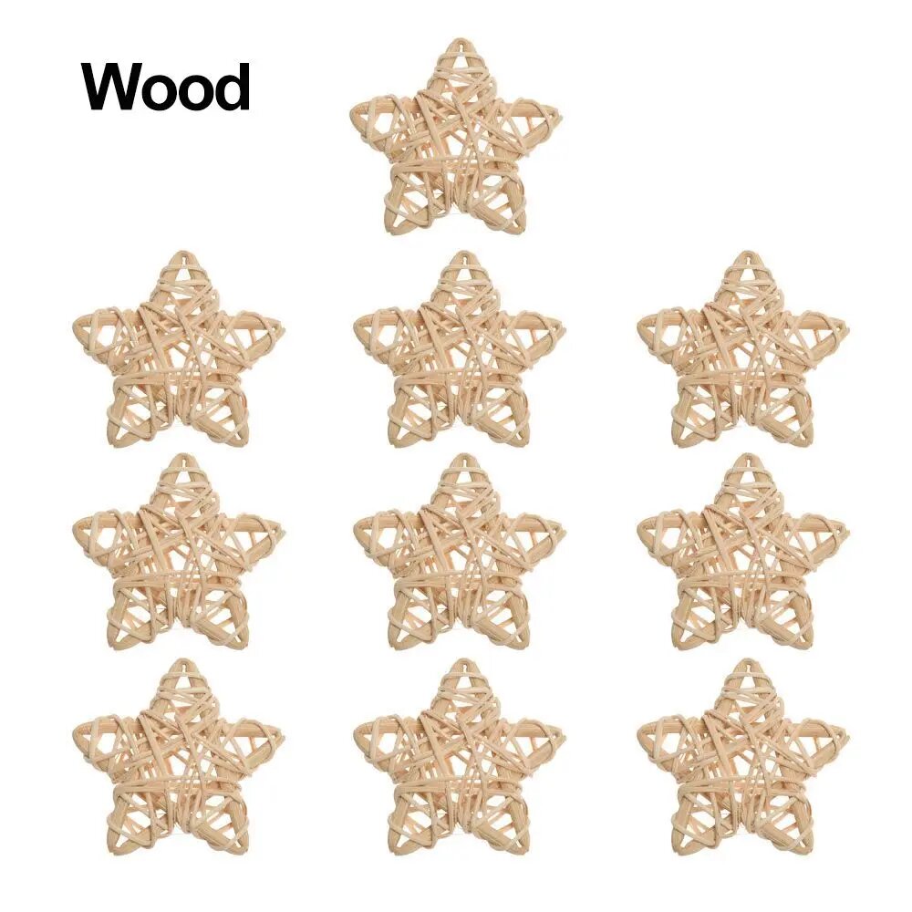 Деревянная звезда из ротанга Коричневый wood 6cm-10pcs
