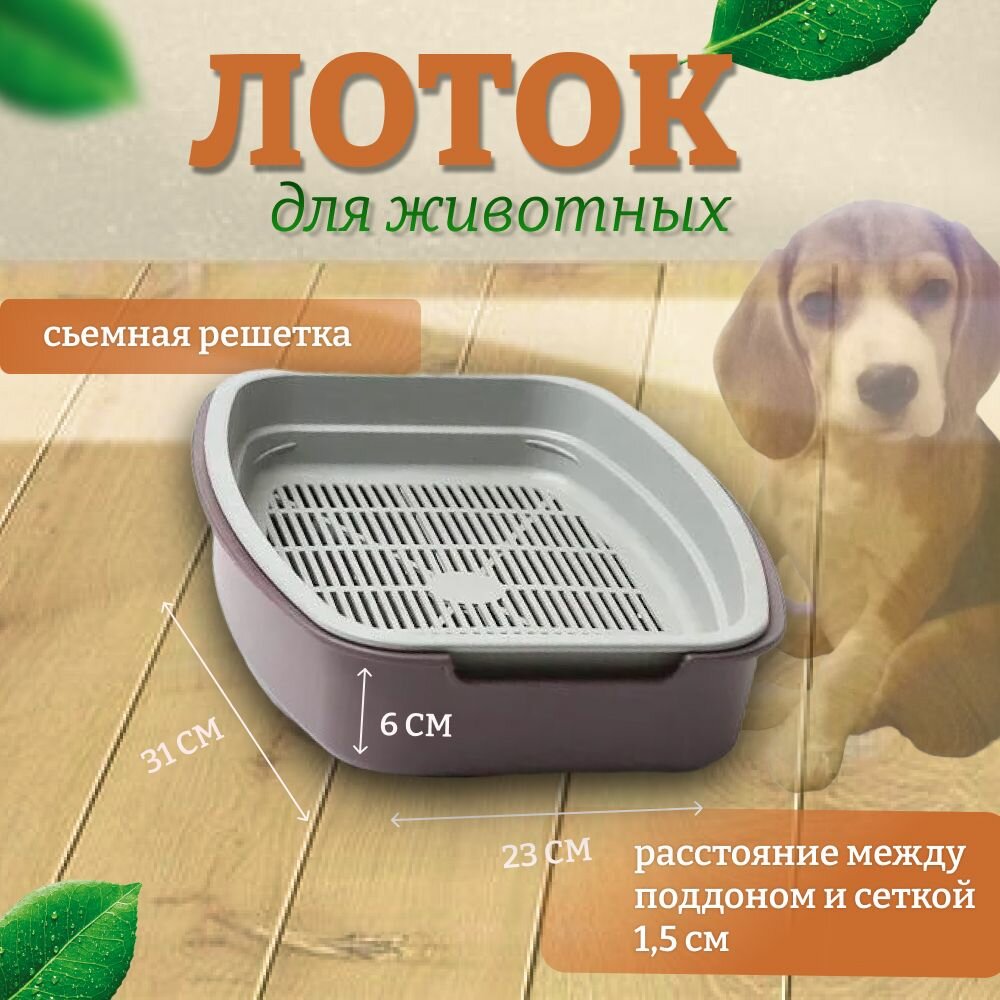Туалет лоток с сеткой и совком для маленьких кошек (бордовый)