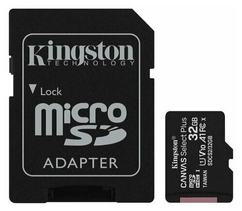 Карта памяти microSDHC UHS-I U1 Kingston Canvas Select Plus 32 ГБ 100 МБ/с Class 10 SDCS2/32GB 1 шт переходник SD