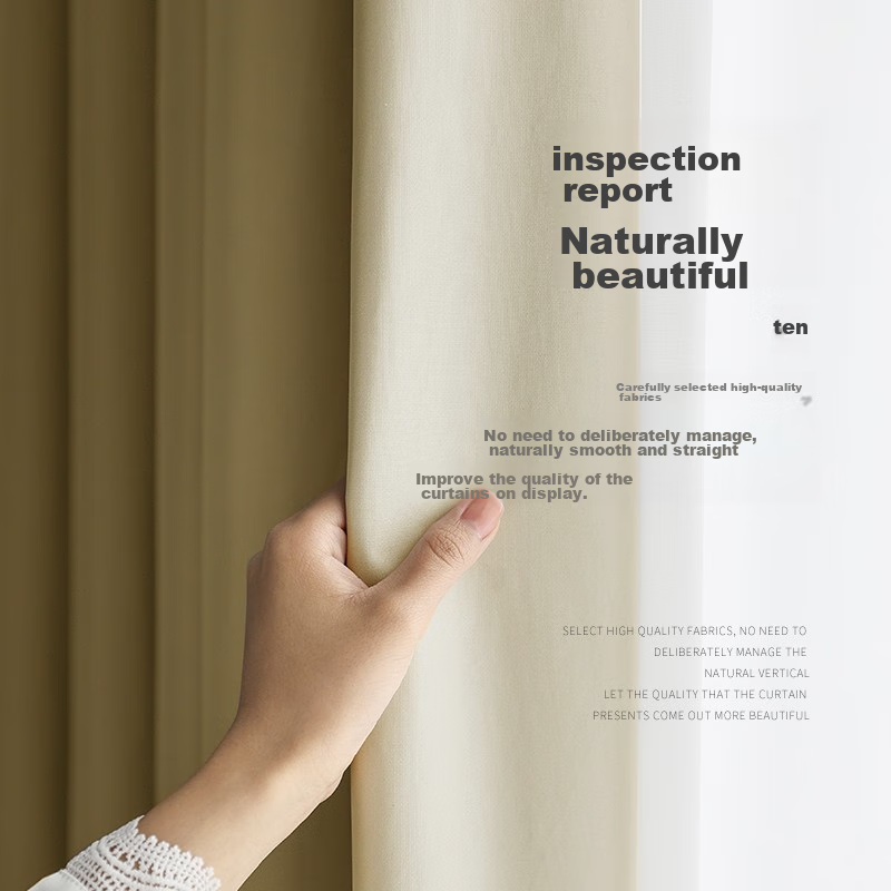 Mingju Fabric (MINGJU) Curtains, Blackout Curtains, Ready-Made Curtains, Sunshade Curtains, Polyester Taffeta, Cream Color, Hook-Style, 2.0*2.4 Meters, Single Panel