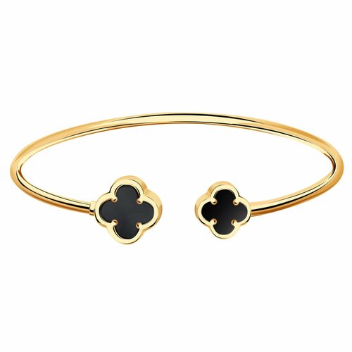 Жесткий браслет Diamant online, красное золото, 585 проба, оникс, длина 19 см., черный