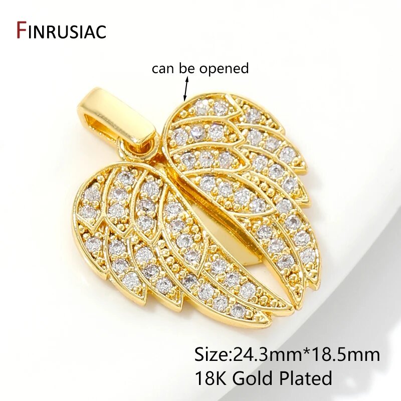 Подвеска сердце крылья FINRUSIAC латунь золото 18к 2 pieces, 18K Gold Plated