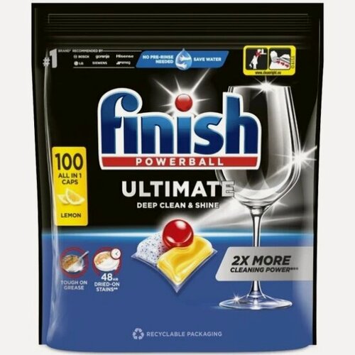 Изображение товара Капсулы для посудомоечных машин Finish ULTIMATE, 100 шт лимон