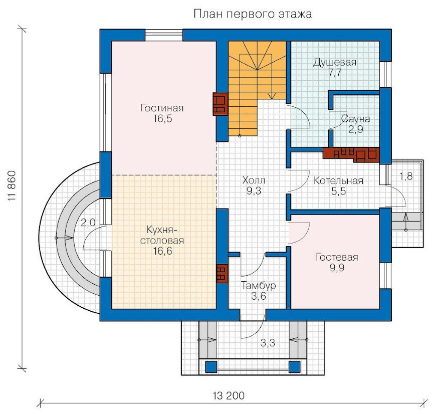 Проект газобетонного дома Catalog-Plans-40-04BE (145,47кв.м, 10x10м, газобетон 400) - фотография № 2