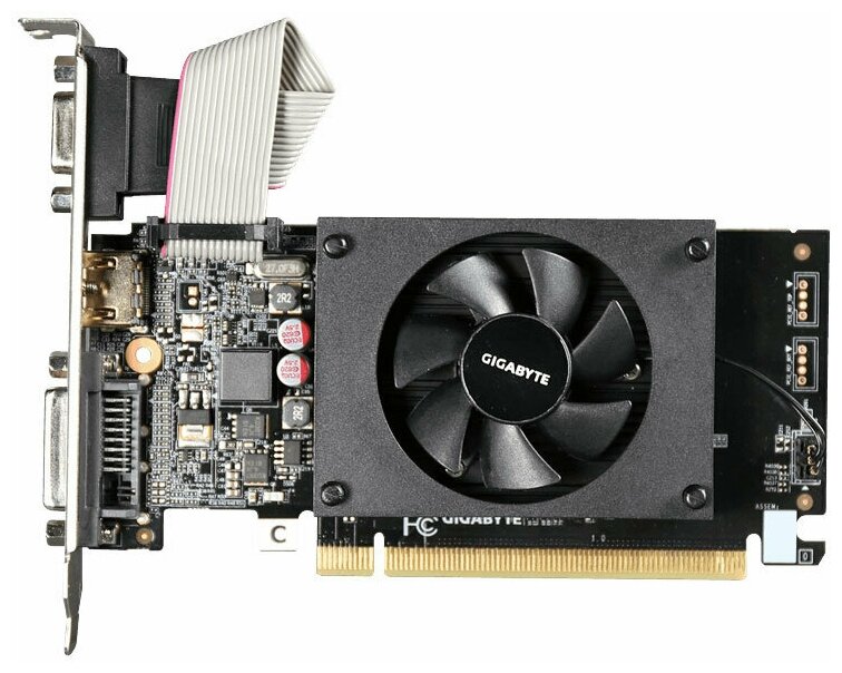 Видеокарта GIGABYTE NVIDIA GeForce GT 710, GV-N710D3-2GL, 2ГБ, DDR3, Low Profile, Ret