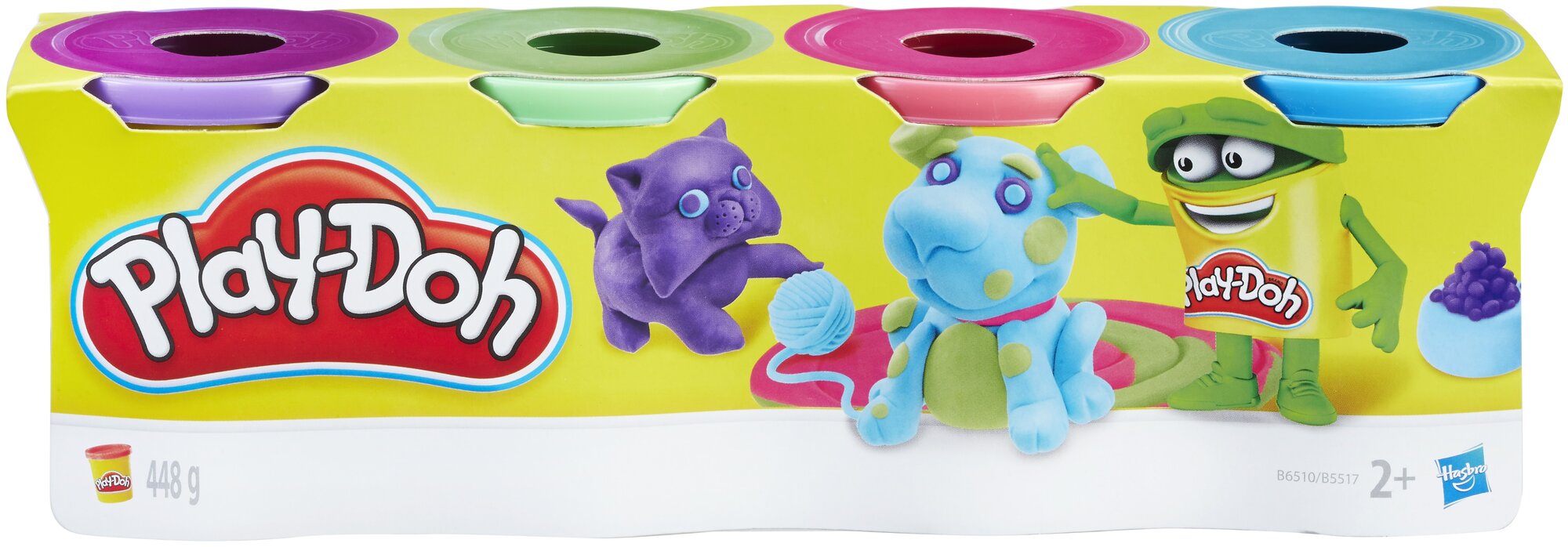 Набор для лепки из пластилина Play-Doh 4 банки в асс фиолетовый зеленый розовый голубой - фото №4