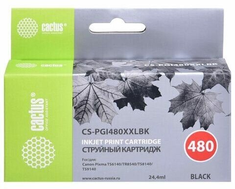 Картридж струйный CACTUS (CS-PGI480XXLBK) для Canon Pixma TR7540/TR8540/TS6140/TS8140, черный