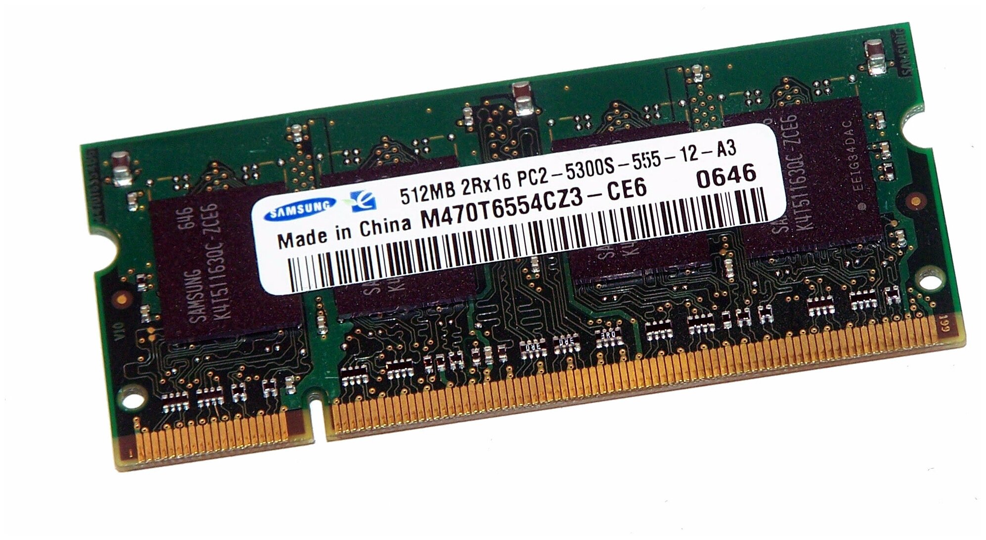 Оперативная память Samsung 512 МБ DDR2 667 МГц SODIMM M470T6554EZ3-CE6