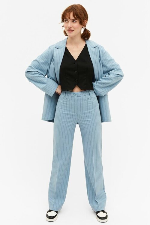 Элегантные брюки с завышенной талией - светло-синий - 44