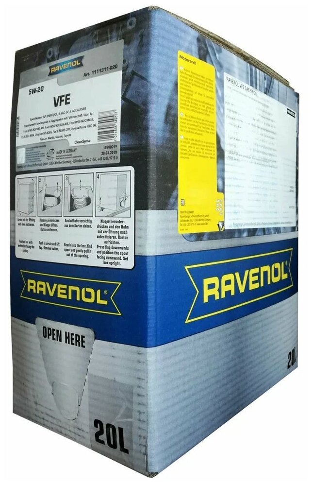 Моторное масло RAVENOL VFE SAE 5W-20 ( 20л) ecobox