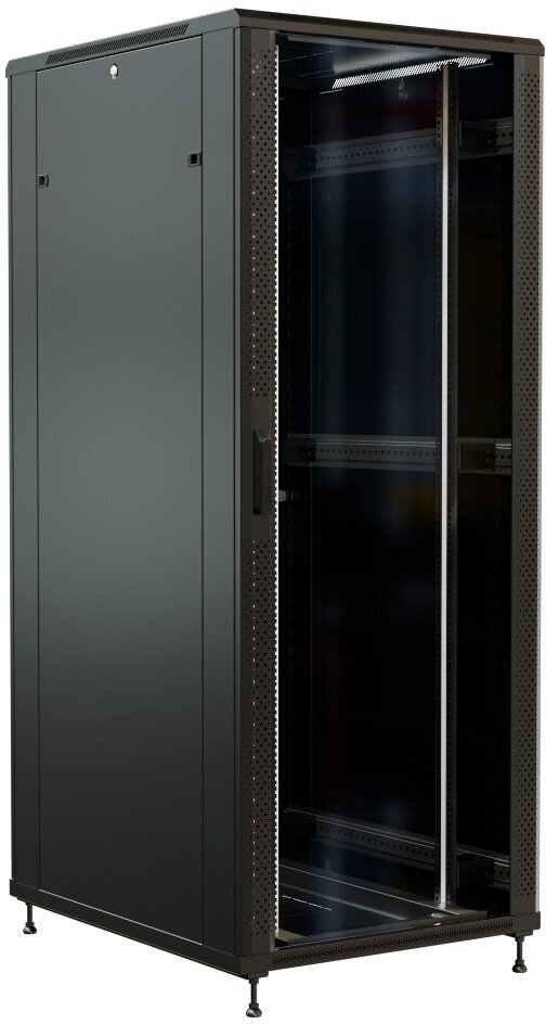 Шкаф серверный WRline (WR-TT-4281-AS-RAL9004) напольный 42U 800x1000мм пер. дв. стекл задн. дв. стал. лис