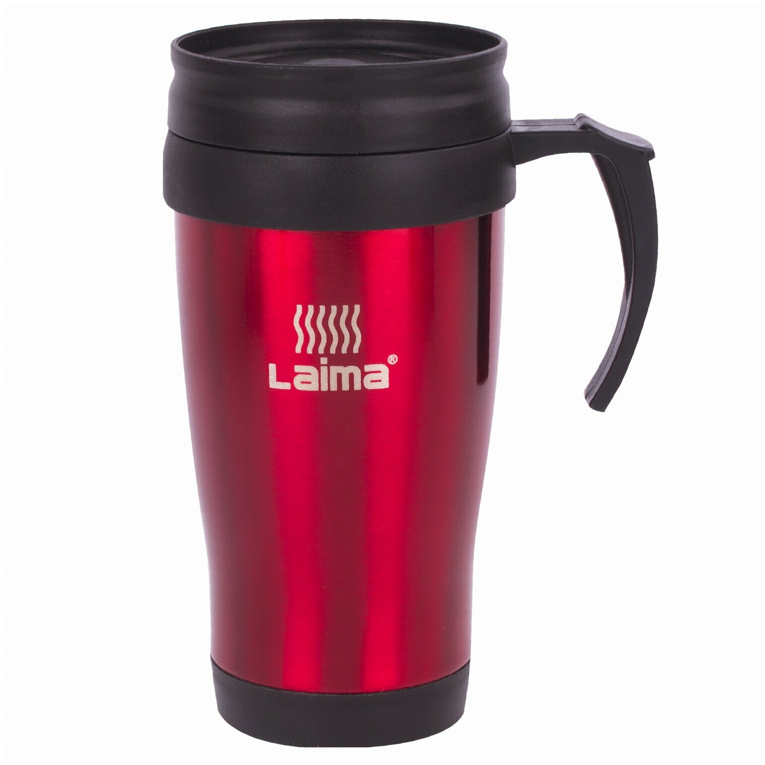 Термокружка Laima, 400 мл, нержавеющая сталь, пластиковая ручка, красная, 605127