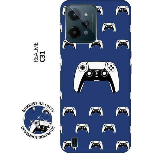 Матовый чехол Controller Pattern для realme C31 / Рилми С31 с 3D эффектом синий матовый чехол tigers pattern для realme c31 рилми с31 с 3d эффектом желтый