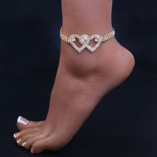 24k yellow gold color for women 2021 anklet heart star shape sand gold simulation gold anklet ankle bracelet bride wedding gift Браслет WowMan Jewelry, золотистый, серебристый
