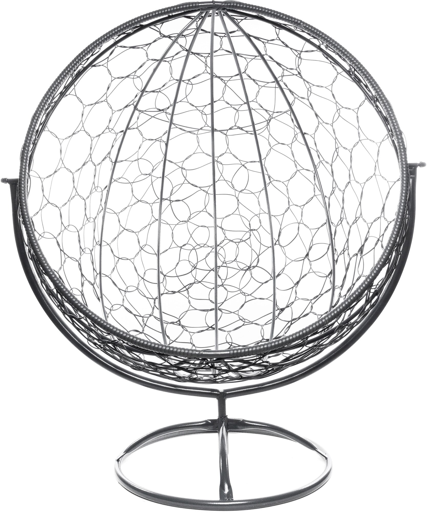 Кресло садовое M-Group круг вращающийся ротанг серый, серая подушка - фотография № 6