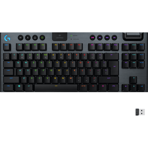 Клавиатура игровая Logitech G915 TKL CARBON (механическая, без цифрового блока, с RGB-подсветкой и поддержкой технологии Lightspeed), 2.4GHZ/BT (арт.