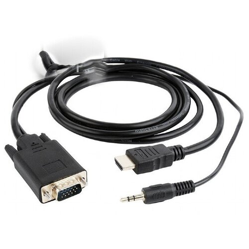 Кабель Gembird Cablexpert HDMI-VGA 19M/15M + 3.5Jack 1.8m Black A-HDMI-VGA-03-6 hdmi разветвитель cablexpert dsp 8ph4 03