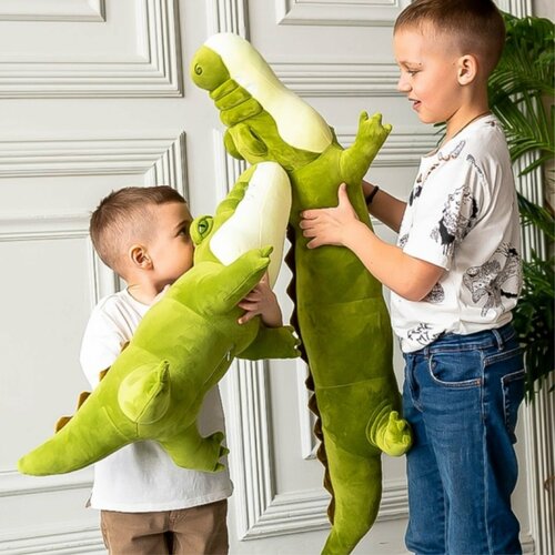 Мягкая игрушка длинный крокодил 100 см / Плюшевый длинный зелёный крокодил.