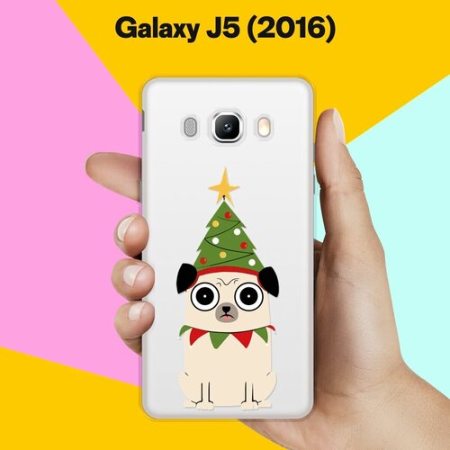 Силиконовый чехол на Samsung Galaxy J5 (2016) Елка-мопс / для Самсунг Галакси Джи 5 2016 силиконовый чехол на samsung galaxy j5 2016 пингвины для самсунг галакси джи 5 2016