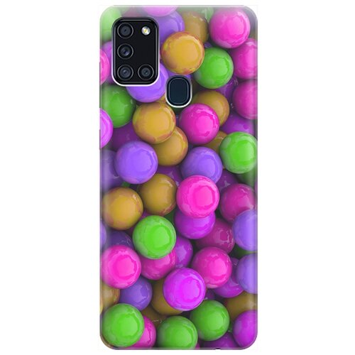 фото Ультратонкий силиконовый чехол-накладка для samsung galaxy a21s с принтом "разноцветные драже" gosso