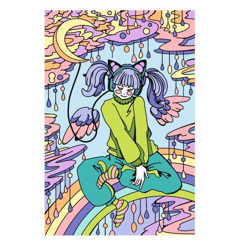 LORI Картина по номерам Аниме Лунный блюз (Ркн-113), 28.5 х 20 см, разноцветный картина по номерам для малышей аниме лунный блюз lori ркн 113
