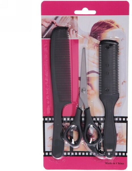 Набор для стрижки волос «Barber», ножницы прямые, расчёска и филировка