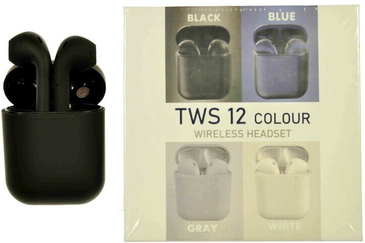 Наушники TWS 12 Color сенсорное управление всплывающее окно черные