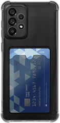 Прозрачный черный силиконовый чехол картхолдер на Samsung Galaxy A53 5G / Тонкий противоударный бампер на Самсунг Галакси А53 5 Джи с защитой камеры