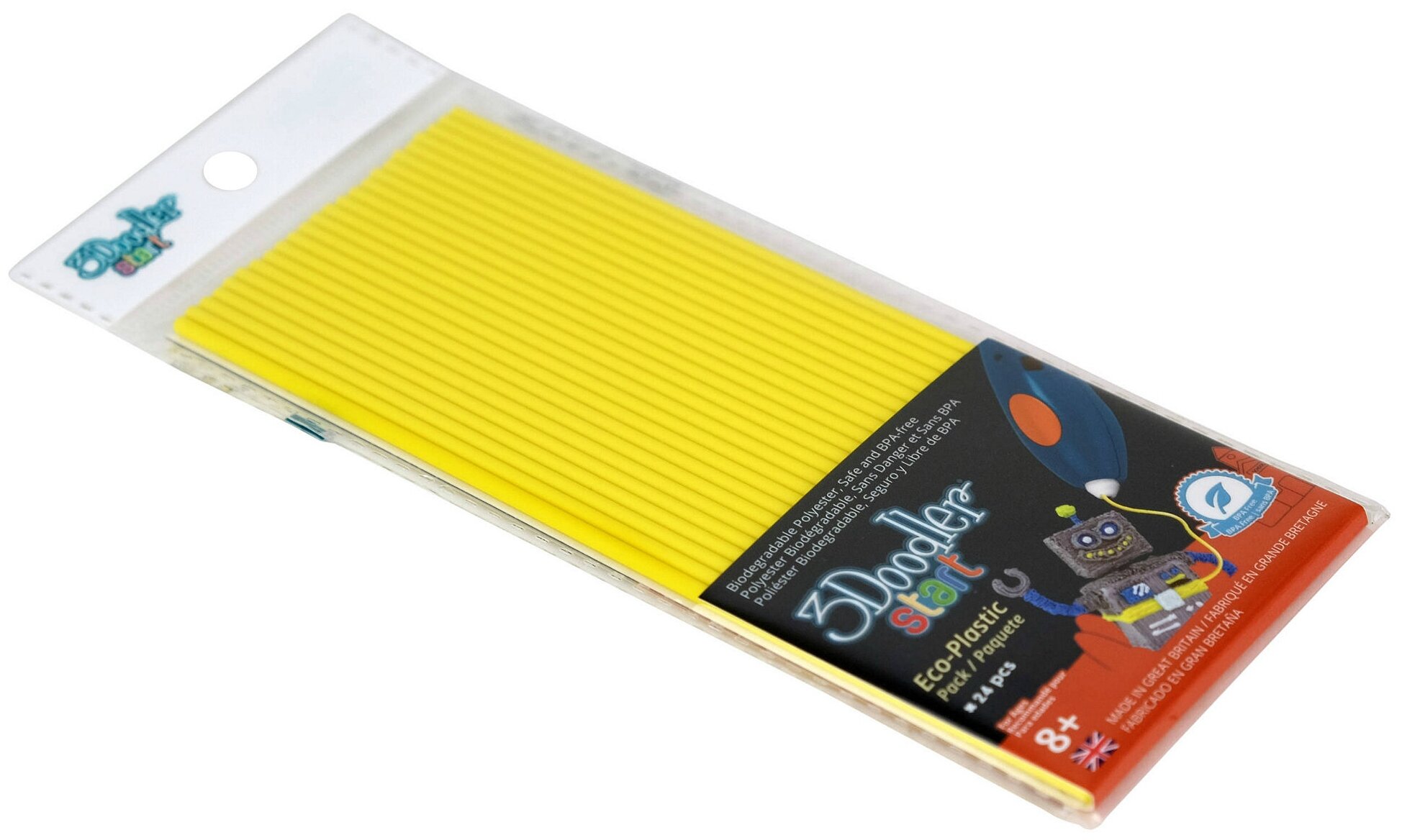 Эко-пластик к 3Д ручке 3DOODLER START, желтый, 24 шт - фото №1