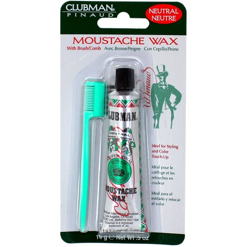 Воск Clubman Moustache Wax Neutral прозрачный воск для усов maharajah wax 15мл
