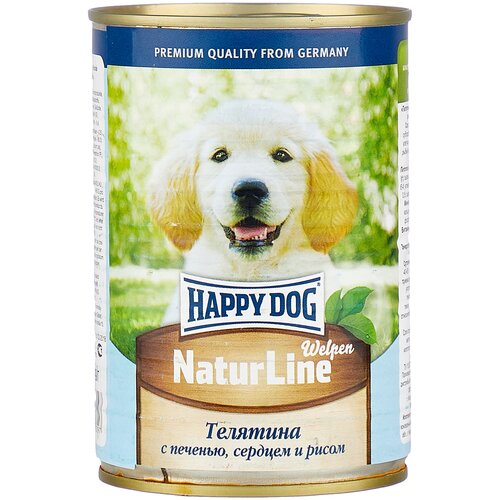 Влажный корм для щенков Happy Dog NaturLine для беременных/кормящих, телятина, печень, сердце, с рисом 20 шт. х 400 г